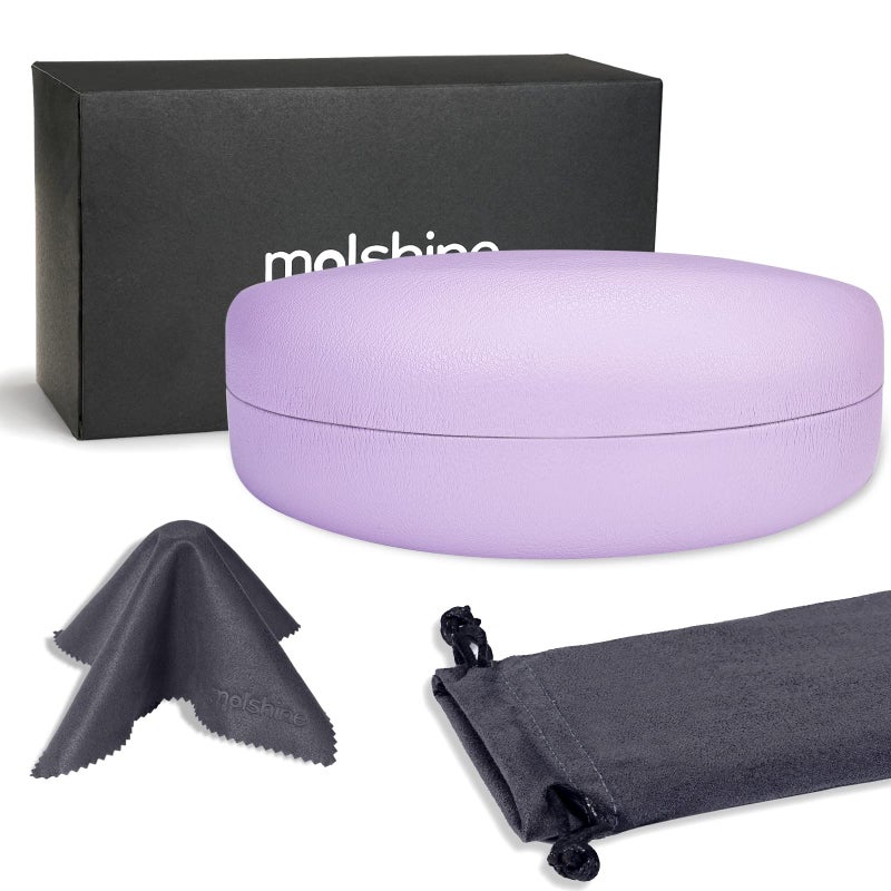 molshine molshine Hard Shell Sunglasses Case,Classic Large Glasses Case for Sunglass,Eyeglasses with Cleaning Cloth,Pockets(lavender)  - Image 2