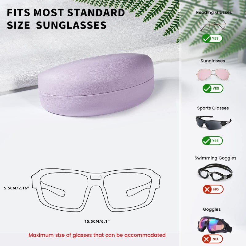 molshine molshine Hard Shell Sunglasses Case,Classic Large Glasses Case for Sunglass,Eyeglasses with Cleaning Cloth,Pockets(lavender)  - Image 5