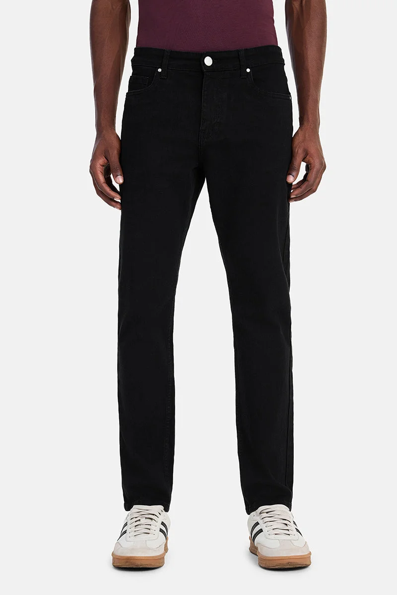 SNITCH Black Black Solid Slim Fit Casual Jeans for Men | Best Price UAE