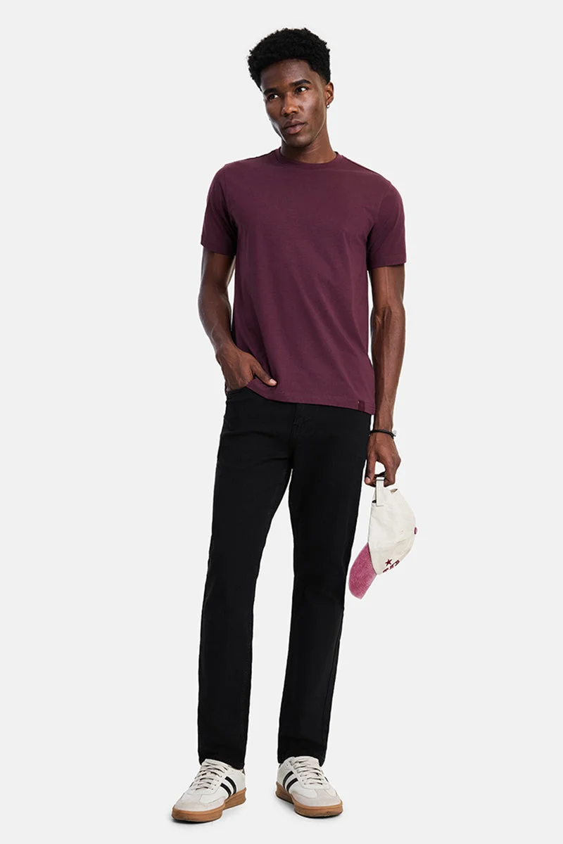 SNITCH Black Black Solid Slim Fit Casual Jeans for Men | Best Price UAE