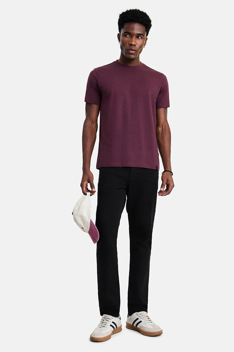 SNITCH Black Solid Slim Fit Casual Jeans