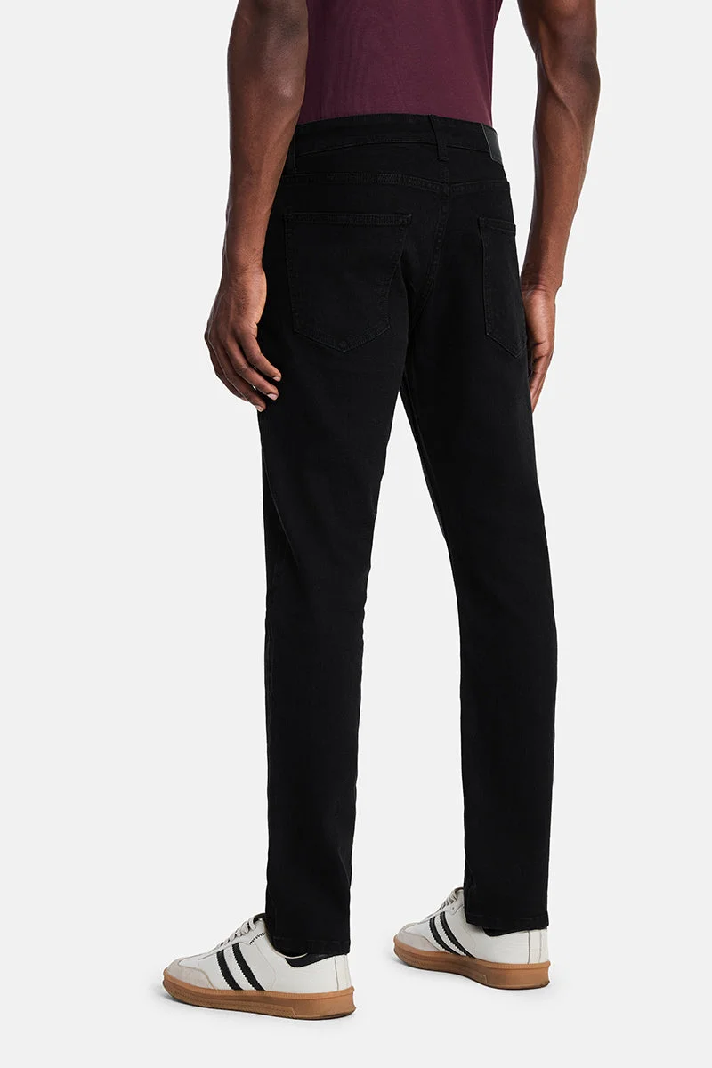 SNITCH Black Black Solid Slim Fit Casual Jeans for Men | Best Price UAE