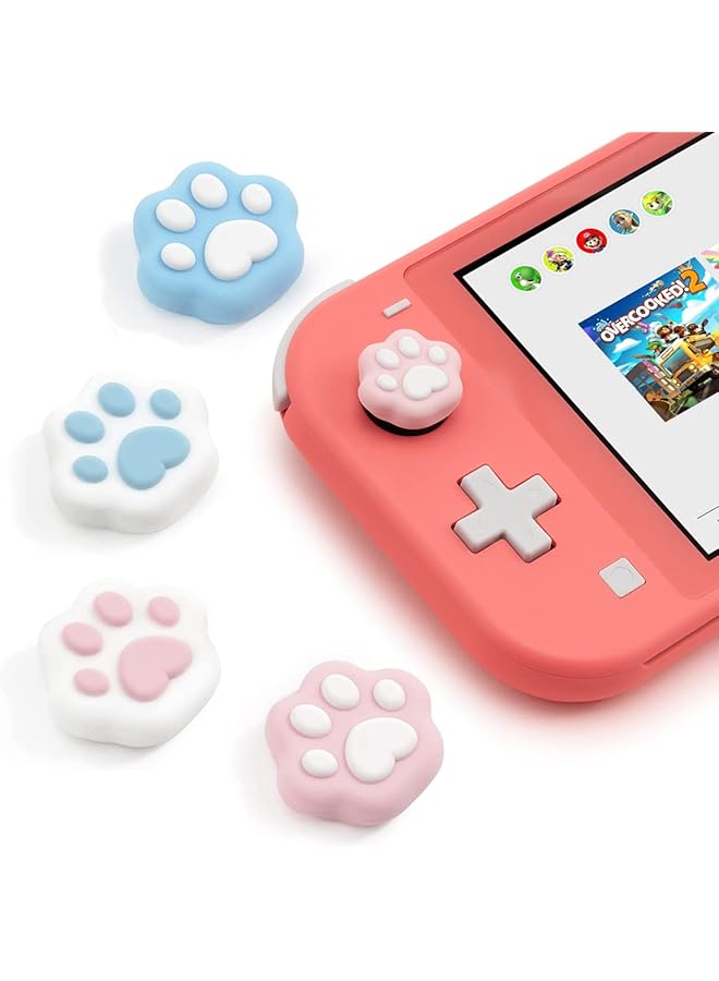 إي سي في في 4 قطع من أغطية قبضة الإبهام على شكل مخلب قطة من السيليكون الناعم لعصا التحكم Joy Con، أغطية قبضة الإبهام البديلة على شكل مخلب قطة لطيفة متوافقة مع نينتندو سويتش وسويتش لايت - Image 1