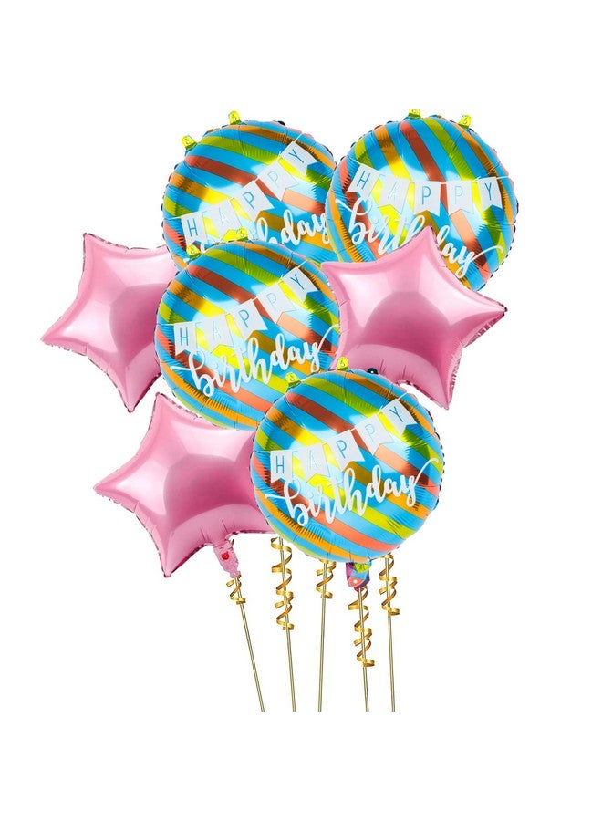 TOYXE Happy Birthday Balloon Bouquet Foil Balloon Gradient Color Pack of 7 Pc - Pack of 7 Pieces(multi) - Image 1