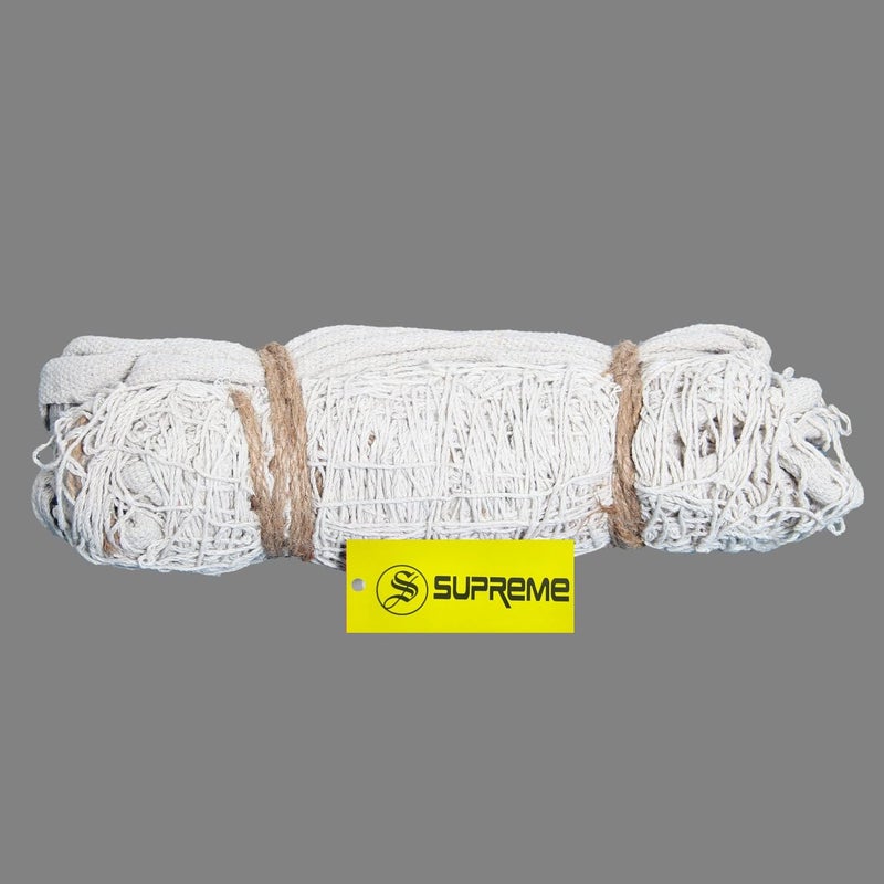 SUPREME Volleyball Net All Cotton 3 Side Cotton Niwar Tape (Pack of 1) Volleyball Net (White) - Image 1