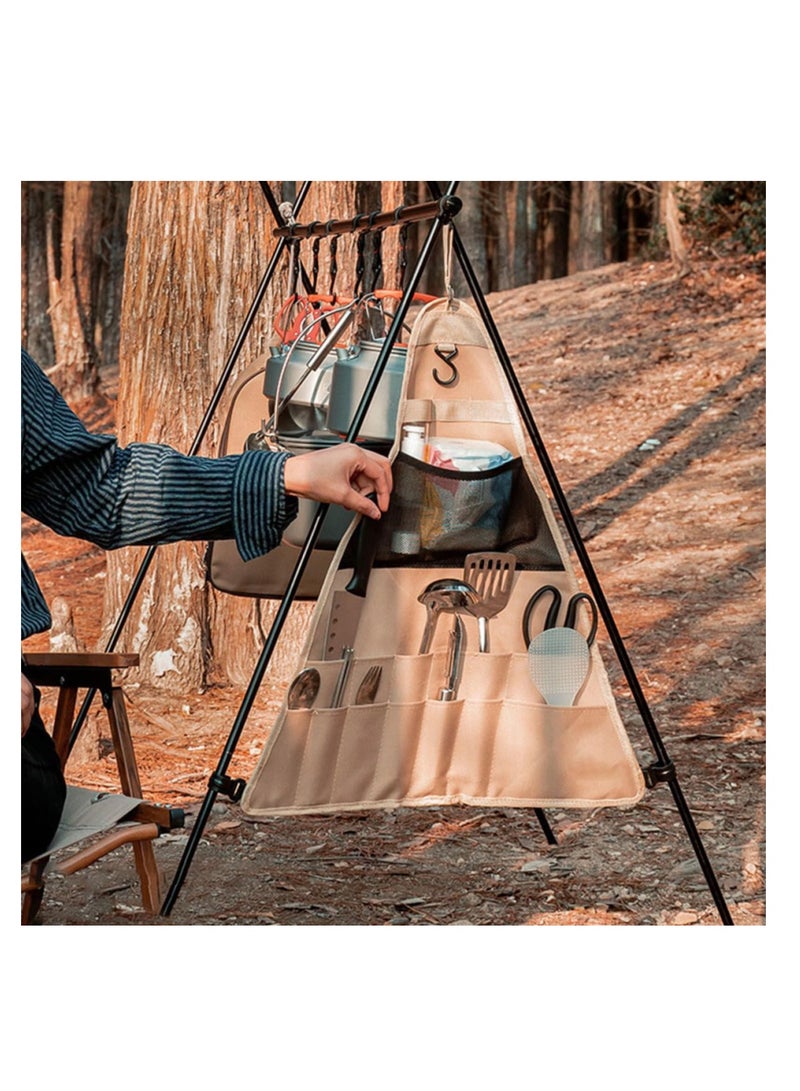 Multifunctional Triangle Storage Bag, Oxford Cloth Camping Tool Organizer, Picnic Cutlery Pouch & Barbecue Accessories Hanging Bag - Image 2