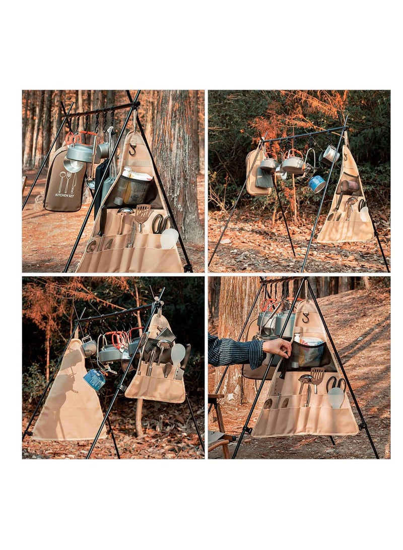 Multifunctional Triangle Storage Bag, Oxford Cloth Camping Tool Organizer, Picnic Cutlery Pouch & Barbecue Accessories Hanging Bag - Image 3