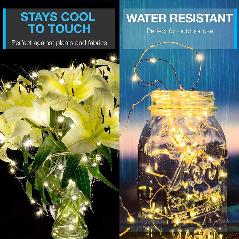 SILENCIO 100 LEDs 10 Meters Warm White Lights 2 Copper Wires with USB Plug with Joint Waterproof String Fairy Decoration Party Wedding Diwali Christmas Lights USB Powered - Image 4