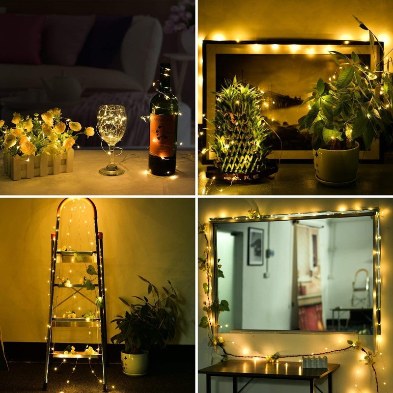 SILENCIO 100 LEDs 10 Meters Warm White Lights 2 Copper Wires with USB Plug with Joint Waterproof String Fairy Decoration Party Wedding Diwali Christmas Lights USB Powered - Image 3