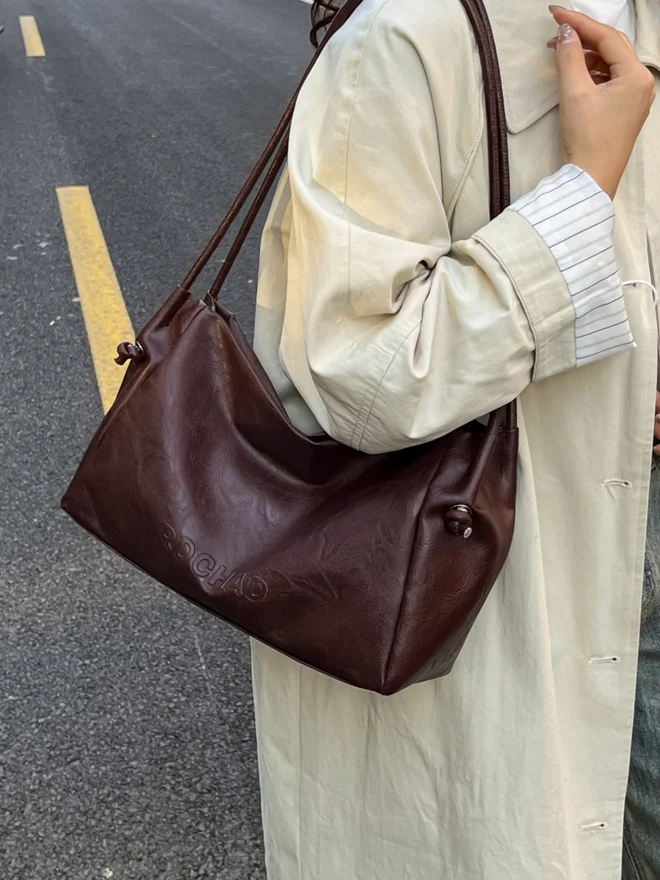 Take Two Coffee Brown Faux Leather Shoulder Bag