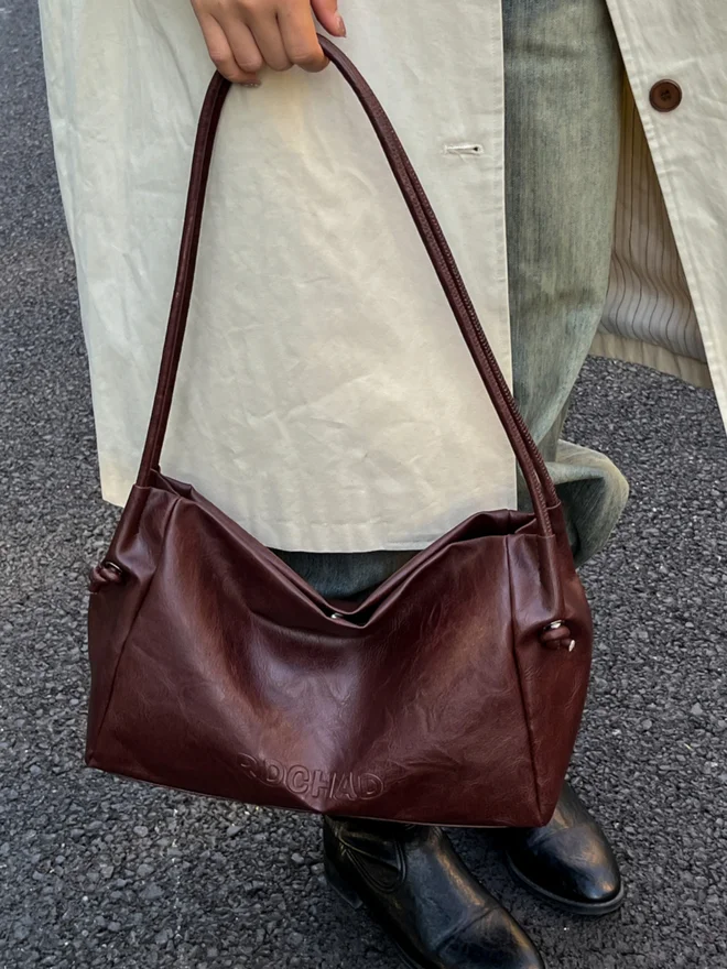 Take Two Coffee Brown Faux Leather Shoulder Bag