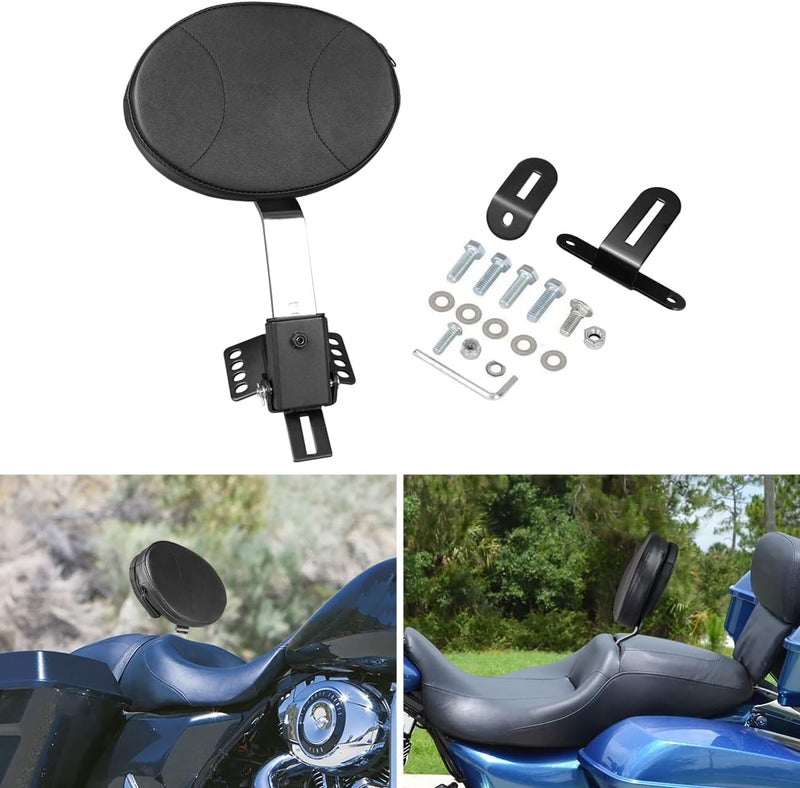 AUFER Adjustable Plug-in Driver Rider Backrest Custom Made Compatible With For 1997-2024 Touring Road King Street Glide Road Glide Electra Glide Models Driver Backrest - Image 1