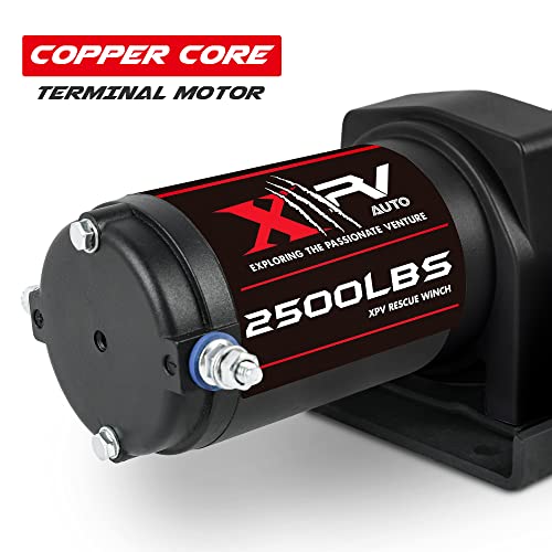 XPV AUTO 2500lbs Electric Winch 12V Waterproof Steel Cable with Wired Remote Control & Mounting Plate ATV UTV Towing Trailer Winch Off-Road - Image 2
