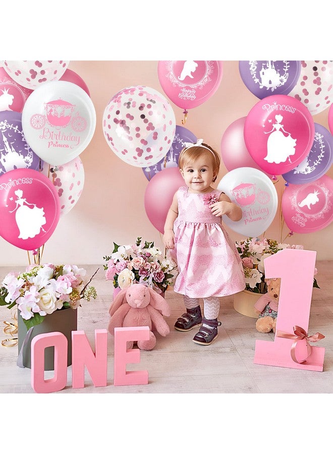 Civaner 48 Pieces Princess Balloons Princess Birthday Party Balloons Pink Confetti Latex Balloons Princess Party Decorations For Baby Shower Birthday Wedding Party Favors - Image 5