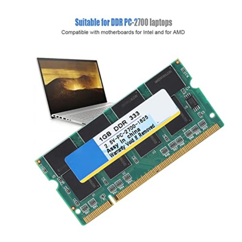 ذاكرة وصول عشوائي للكمبيوتر المحمول 1 جيجابايت 333 ميجاهرتز DDR PC-2700 200-Pin SODIMM، نقل سريع للبيانات 2.5 فولت، متوافق مع أجهزة الكمبيوتر المحمولة - Image 4
