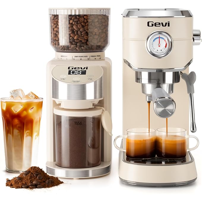 Gevi 20 Bar Espresso Machine with Conical Burr Anti-Static Coffee Grinder | Removable Water Tank;Include Necessary Accessories;35 Precise Grind Settings;Easy to Clean and Maintain;with Milk Frother; - Image 1