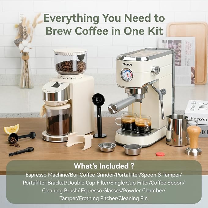 Gevi 20 Bar Espresso Machine with Conical Burr Anti-Static Coffee Grinder | Removable Water Tank;Include Necessary Accessories;35 Precise Grind Settings;Easy to Clean and Maintain;with Milk Frother; - Image 2