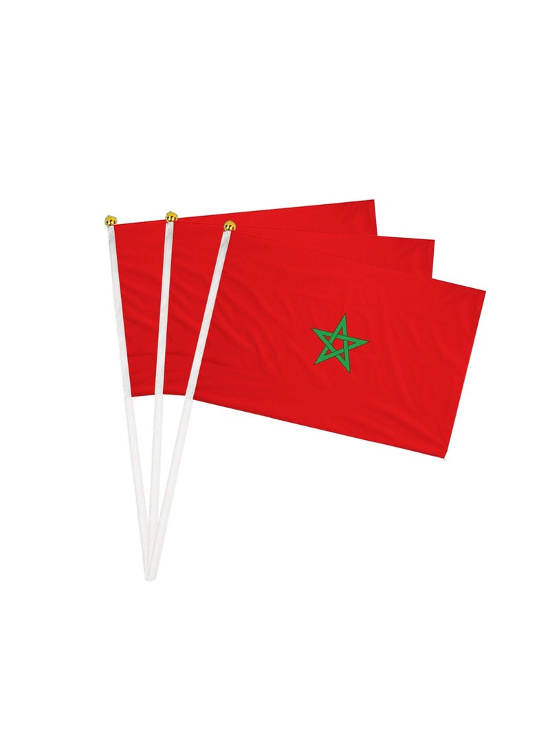 برينت شوب فور مي أعلام يدوية صغيرة للمغرب للاحتفال، أعلام صغيرة محمولة باليد، هدايا تذكارية رائعة وهدايا الحفلات، أعلام محمولة للأطفال والكبار، زينة، أعلام البلاد، أحداث المهرجانات  - Image 1