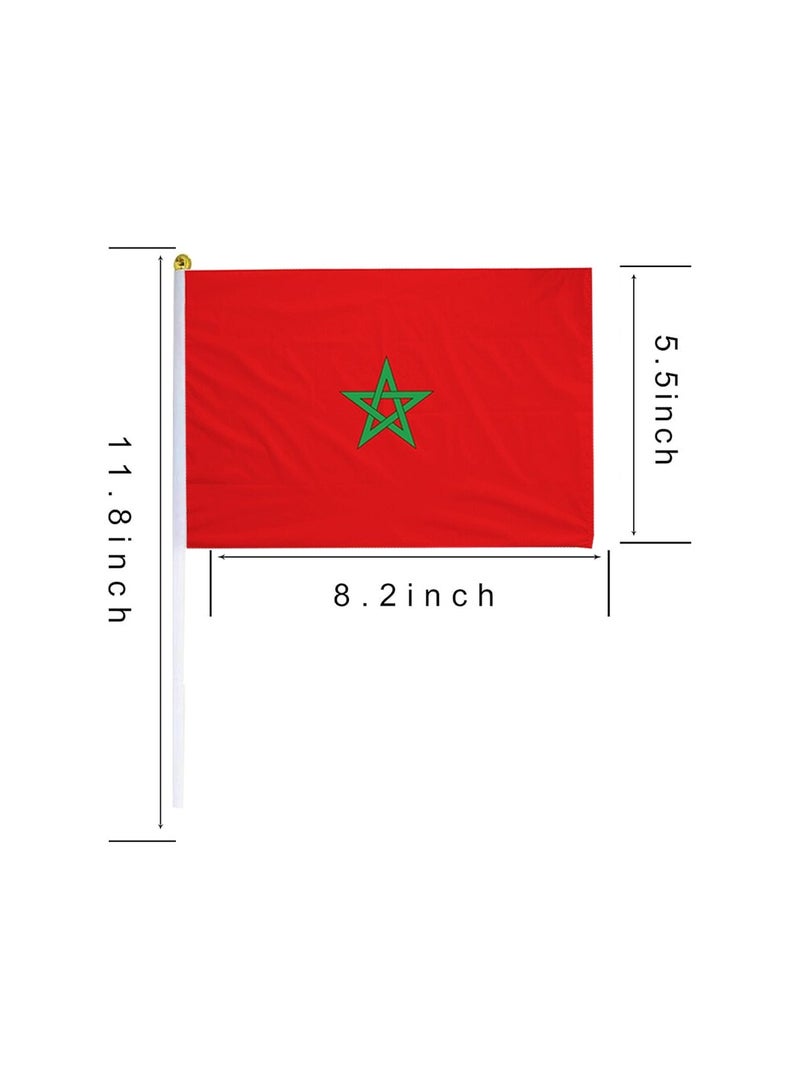 برينت شوب فور مي أعلام يدوية صغيرة للمغرب للاحتفال، أعلام صغيرة محمولة باليد، هدايا تذكارية رائعة وهدايا الحفلات، أعلام محمولة للأطفال والكبار، زينة، أعلام البلاد، أحداث المهرجانات  - Image 3