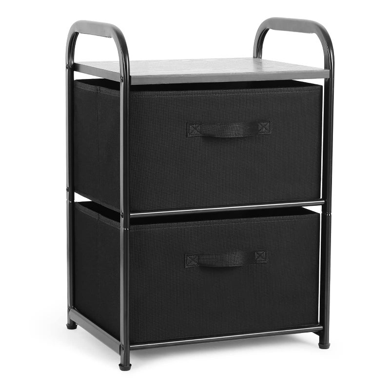 MAX Houser Dresser for Bedroom with 2 Drawers Wide Chest of Drawers Fabric Dresser Storage Organizer Unit with Fabric Bins for Closet Living Room Hallway NurseryBlack
