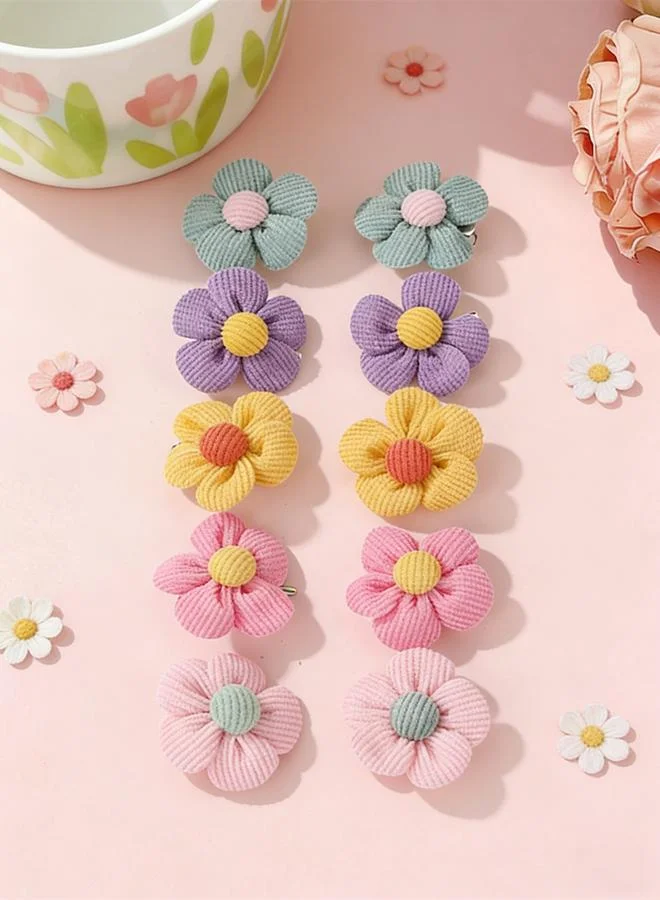 Pack of 10 - Girls Floral Hair Clips