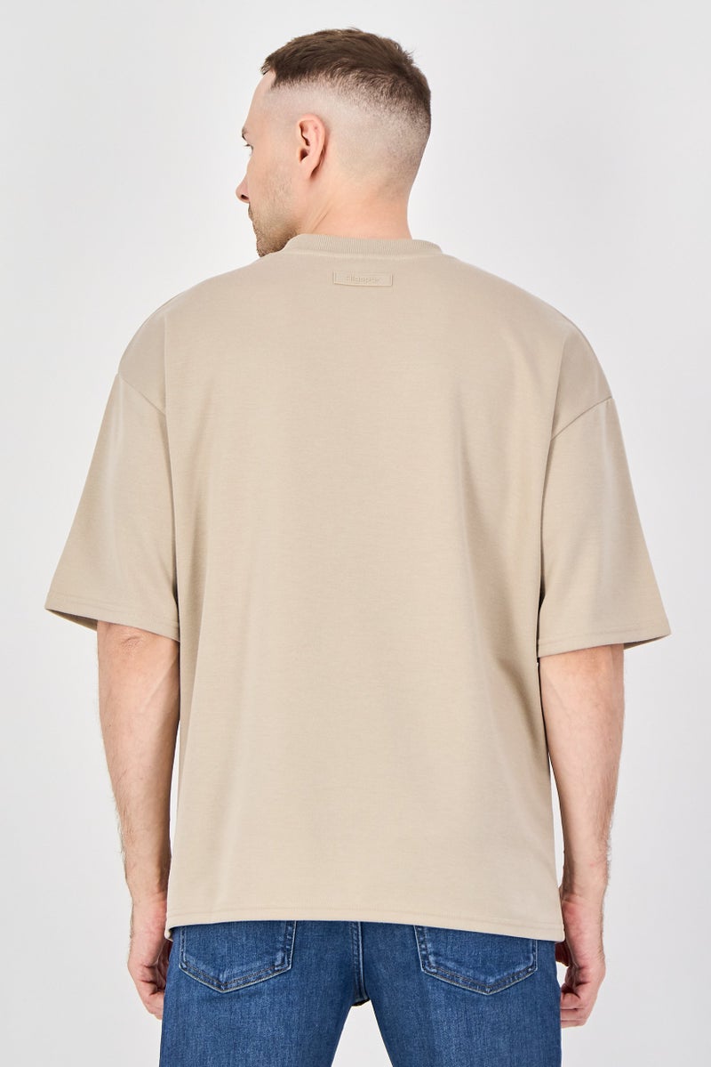Algspar Men Crew Neck Short Sleeve Graphic Print T-Shirt, Sand - Image 3