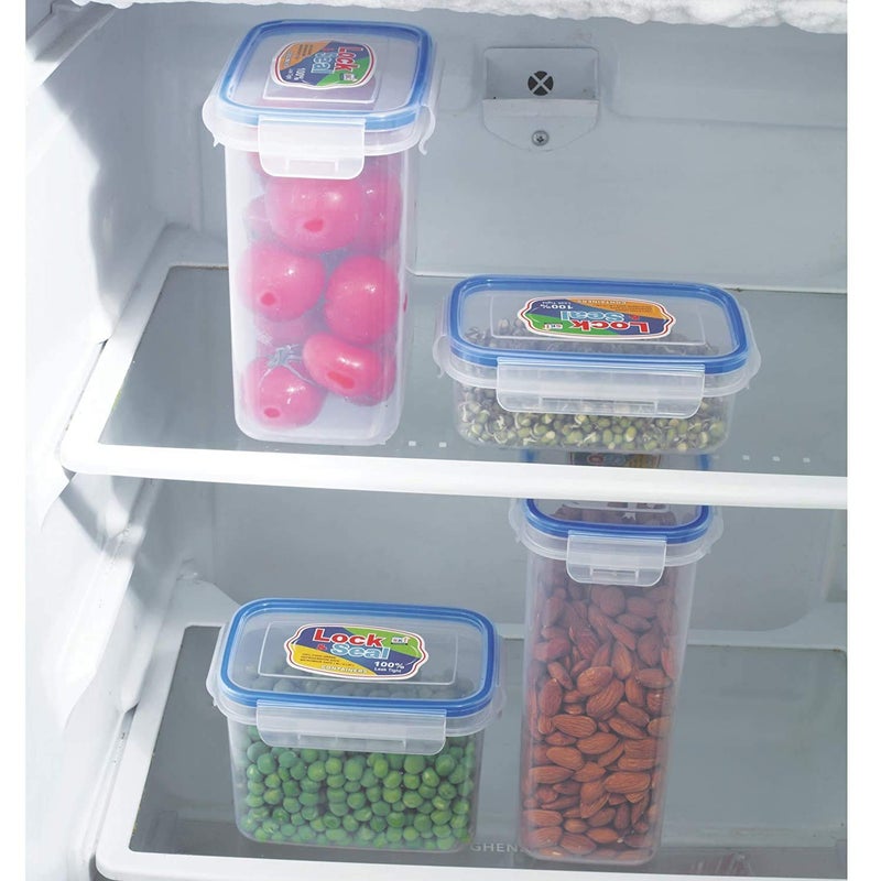 SKI Plastic Lock & Seal Airtight Kitchen Storage Container (Transparent, 1500 ml, 15.5 x 10.5 x 17 cm), 6 Pcs Set - Image 4