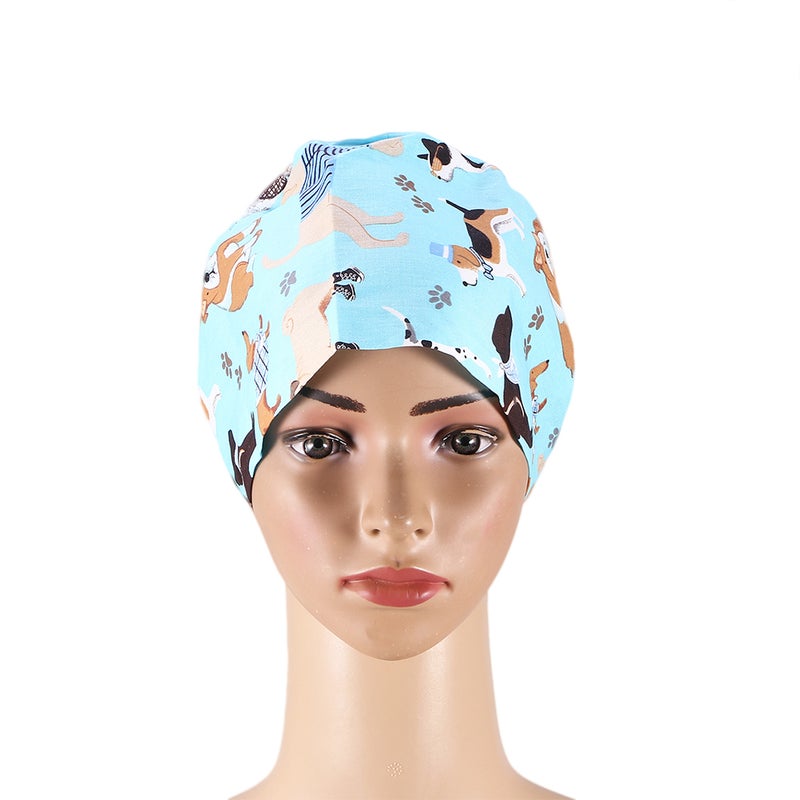 2pcs Comfortable Cartoon Printed Cotton Working Hat for (Dog, Pine Cone) - Image 2