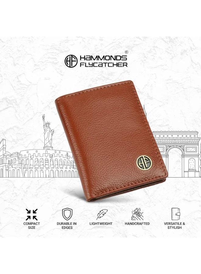 Hammonds Flycatcher  Leather Card Holder Wallet for Man & Women, RFID Protected ATM/Credit Card Holder Wallet for Men with 6 Slots and 1 Currency Slot, Gift for Men - Tan  | Best Price UAE