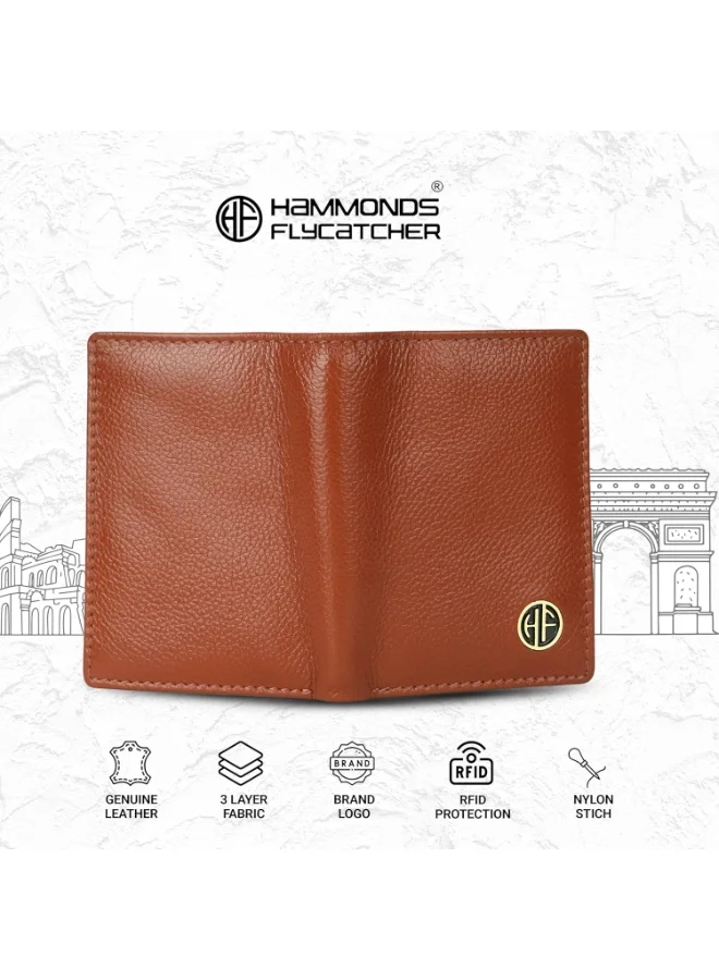 Hammonds Flycatcher  Leather Card Holder Wallet for Man & Women, RFID Protected ATM/Credit Card Holder Wallet for Men with 6 Slots and 1 Currency Slot, Gift for Men - Tan  | Best Price UAE