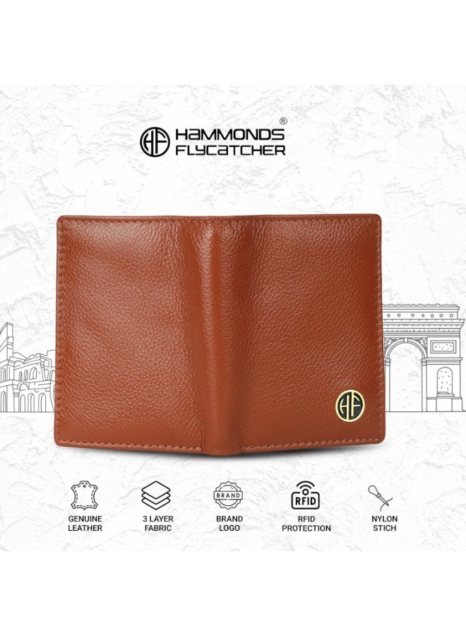 HAMMONDS FLYCATCHER Leather Card Holder Wallet for Man & Women, RFID Protected ATM/Credit Card Holder Wallet for Men with 6 Slots and 1 Currency Slot, Gift for Men - Tan - Image 4