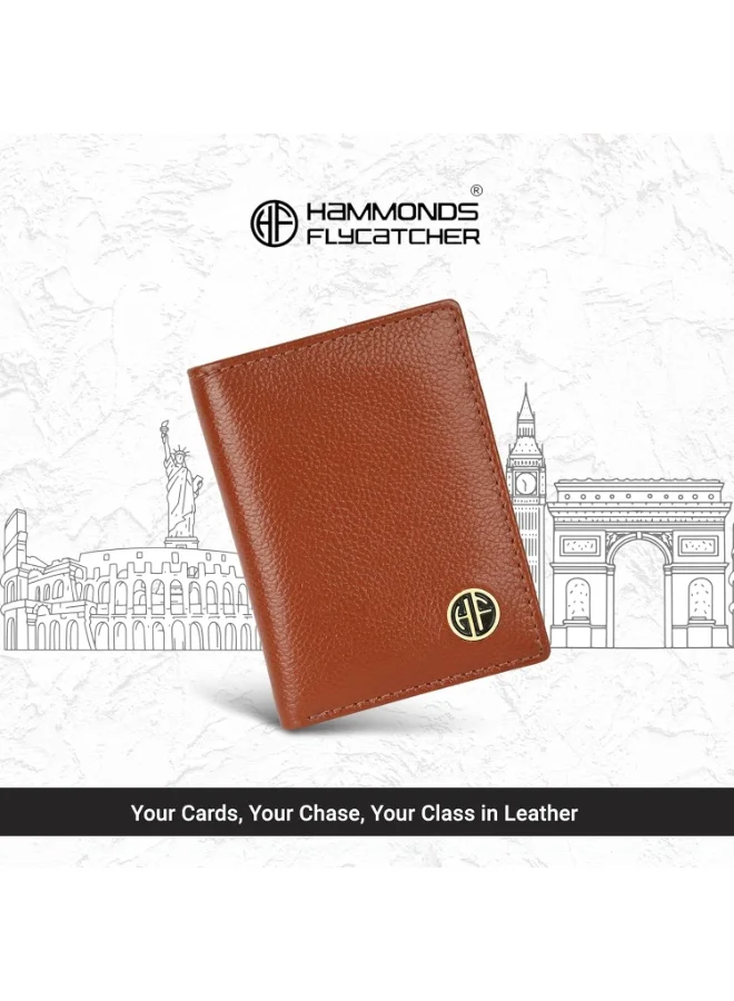 Hammonds Flycatcher  Leather Card Holder Wallet for Man & Women, RFID Protected ATM/Credit Card Holder Wallet for Men with 6 Slots and 1 Currency Slot, Gift for Men - Tan  | Best Price UAE