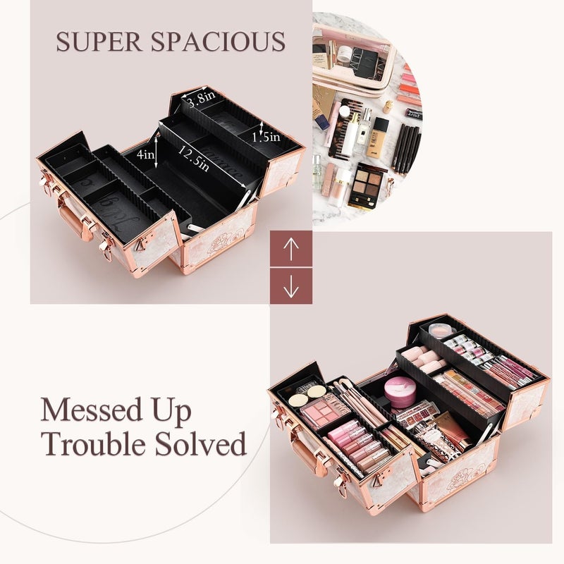 Joligrace Rose Gold Makeup Train Case - Image 3