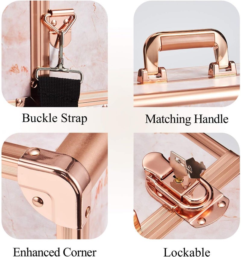 Joligrace Rose Gold Makeup Train Case - Image 5