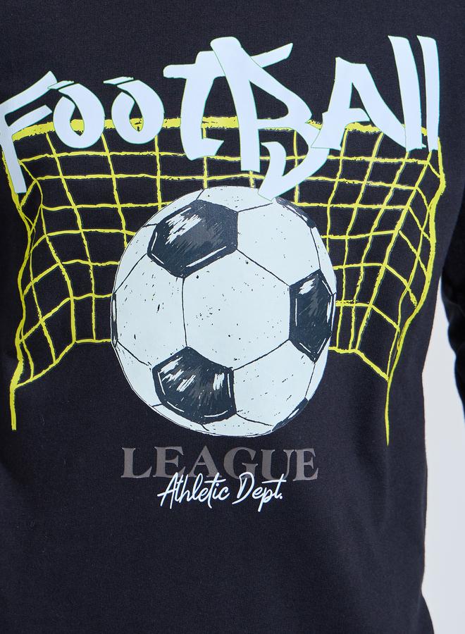 Styli Teen Boys Black Football Print Regular Fit Sweatshirt - Image 3