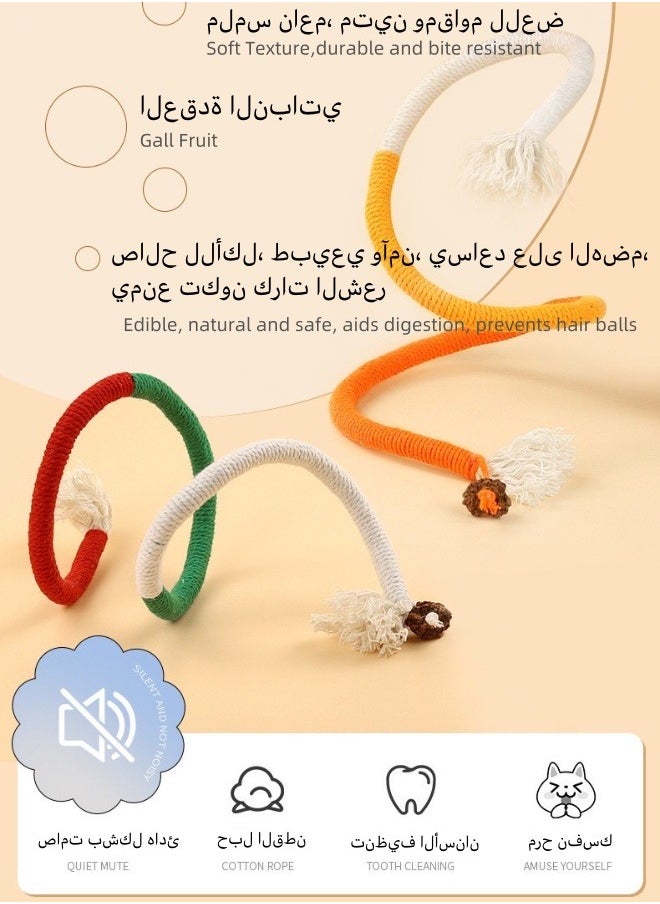 3pcs Interactive Catnip Toy Bite Rope Cat Catnip Rope Kitten Teething Chew Toy Catnip Cotton Rope Indoor Rotatable and Edible Cat Chew Toy for Cat Teeth Cleaning Dental Care licking Cat Wall Treats
