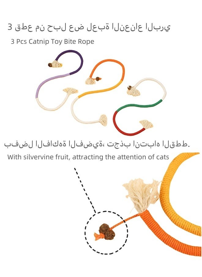 Generic 3pcs Interactive Catnip Toy Bite Rope Cat Catnip Rope Kitten Teething Chew Toy Catnip Cotton Rope Indoor Rotatable and Edible Cat Chew Toy for Cat Teeth Cleaning Dental Care licking Cat Wall Treats  - Image 4