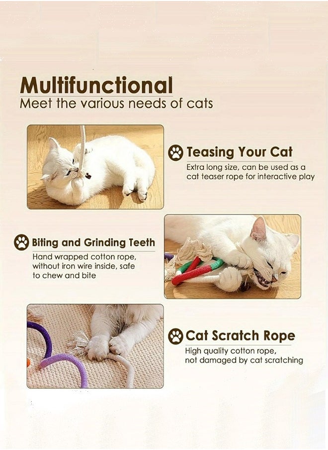 3pcs Interactive Catnip Toy Bite Rope Cat Catnip Rope Kitten Teething Chew Toy Catnip Cotton Rope Indoor Rotatable and Edible Cat Chew Toy for Cat Teeth Cleaning Dental Care licking Cat Wall Treats