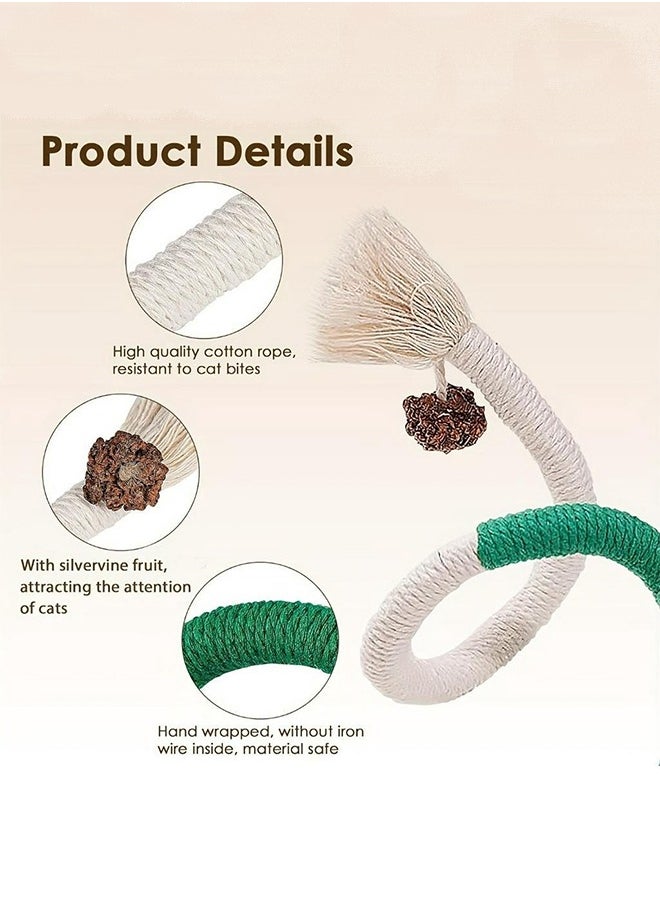 3pcs Interactive Catnip Toy Bite Rope Cat Catnip Rope Kitten Teething Chew Toy Catnip Cotton Rope Indoor Rotatable and Edible Cat Chew Toy for Cat Teeth Cleaning Dental Care licking Cat Wall Treats