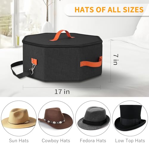 kushon Hat Storage Box for Women & Men, Hardboard Support Hat Boxes with 1 Door Hook Hat Organizer, Cowboy Hat Box for Travel, Hat Bag Hat Case (Black) - Image 4