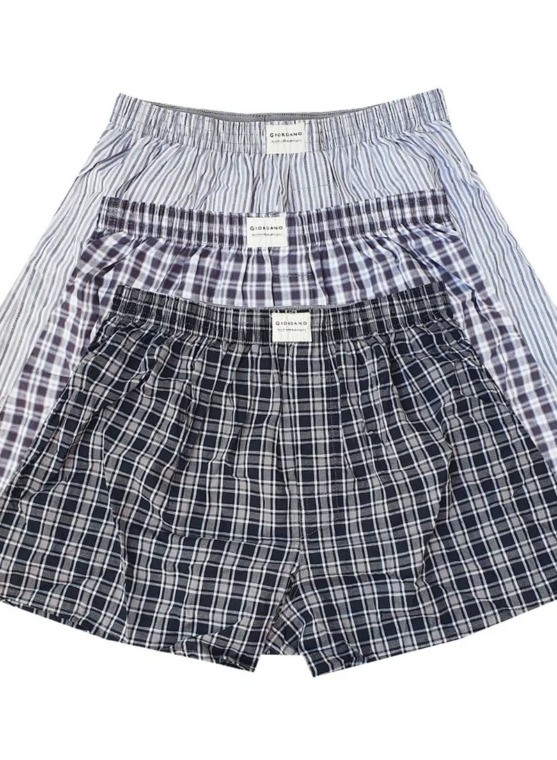 GIORDANO Men's Cotton Poplin Regular Fit Boxers 3pcs Pack