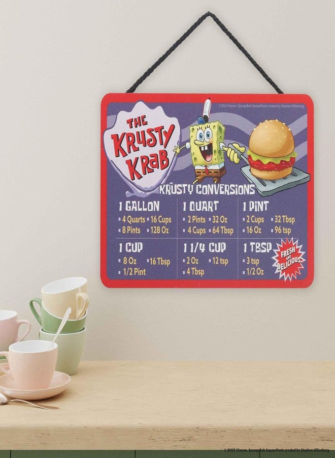 Open Road Brands SpongeBob SquarePants The Krusty Krab Kitchen Hanging Wood Measuring Sign - Fun Krusty Krab Kitchen Conversion Chart for Home - Image 5