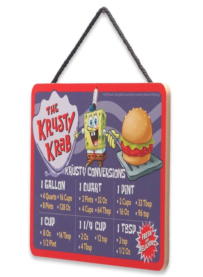 Open Road Brands SpongeBob SquarePants The Krusty Krab Kitchen Hanging Wood Measuring Sign - Fun Krusty Krab Kitchen Conversion Chart for Home - Image 2