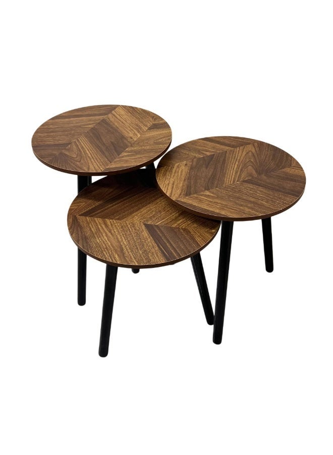 3-piece side coffee table set – modern wooden design with metal legs – versatile for living rooms - Image 1