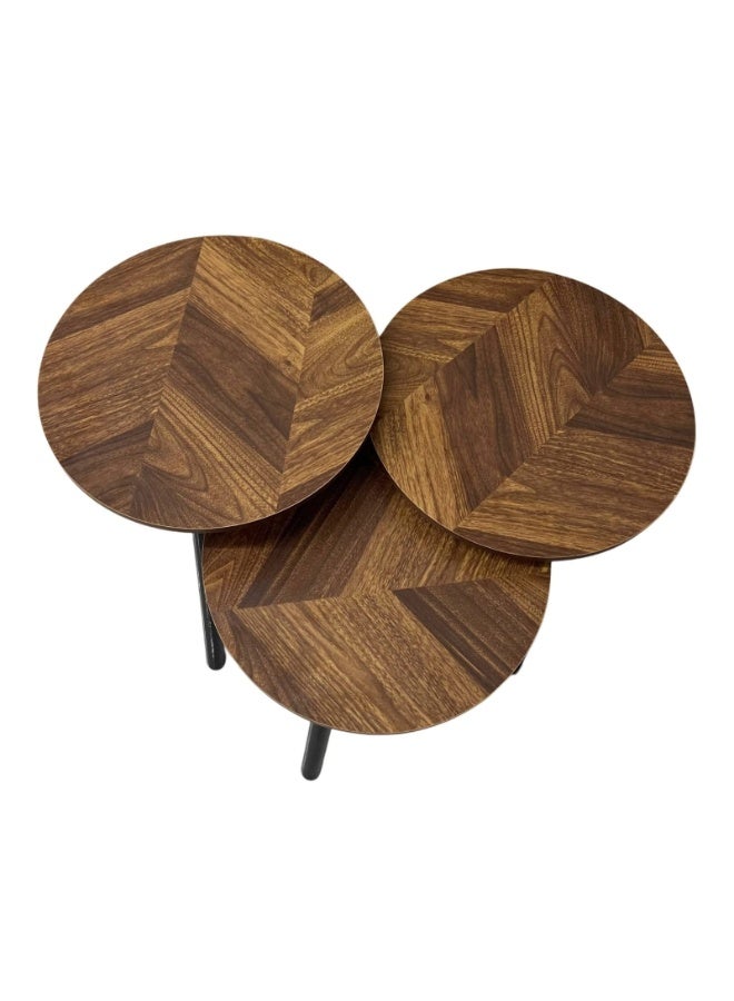 3-piece side coffee table set – modern wooden design with metal legs – versatile for living rooms - Image 2