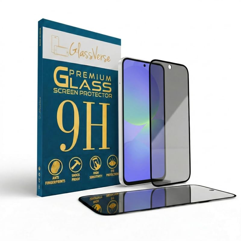 GlassVerse Ultra Privacy Tempered Glass For Samsung galaxy A36 5G (PACK OF 1) with Free Installation Kit. Edge To Edge. (In-Screen FingerPrint Lock will not work with the Privacy Guard) - 6.7 inch - Image 1