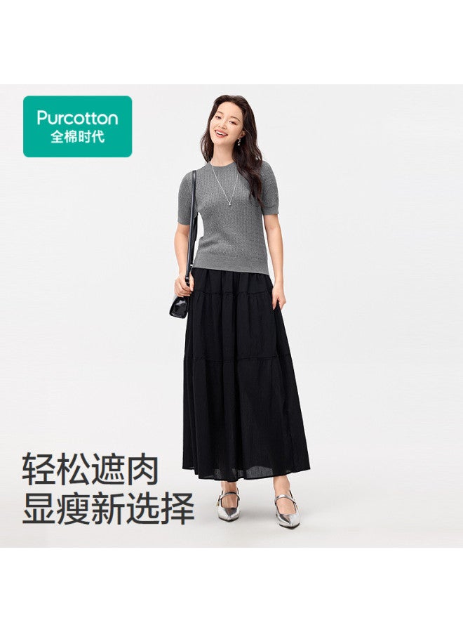 purcotton Summer Women'S Knitted Sweater Loose Fit Flattering And Slimming, Commute-Friendly Minimalist Easy To Match, Breathable And Cool - Image 3