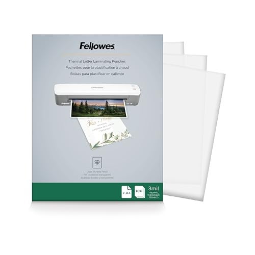 Fellowes Thermal Laminating Pouches/Sheets, Letter Size 9 x 11.5-Inches, 3 mil, 100 Pack (5743301) - Image 1