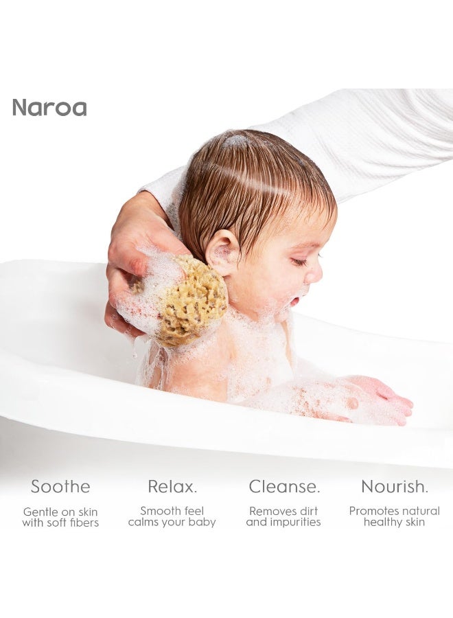 NAROA Natural Baby Bath Sponge in Gift Box | Premium Soft Wool Sea Sponge for Babies | Newborn Bath Time Essentials | Sustainable & Plastic Free (1 Pack) - Image 2