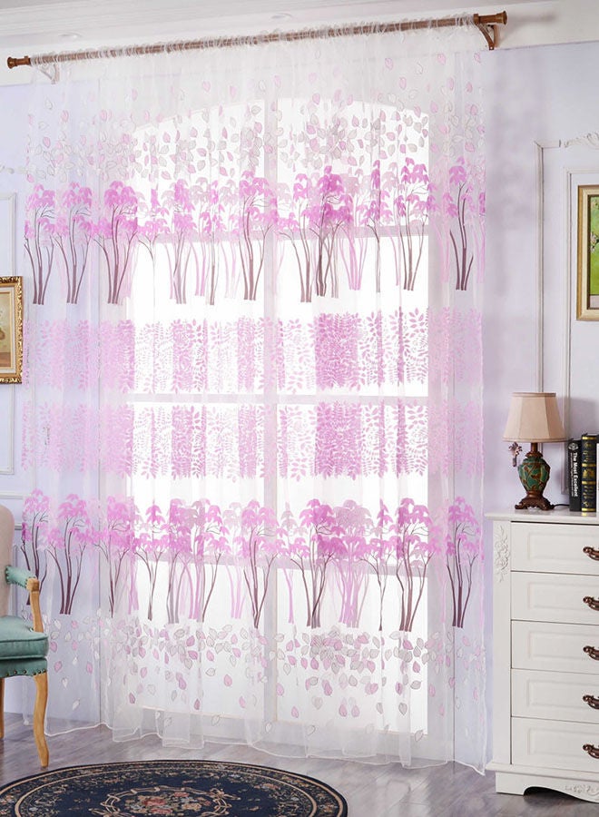 NIBEMINENT Fashion Maple Curtains Solid Color Window Treatment Panels Door Drape White/Pink - Image 1